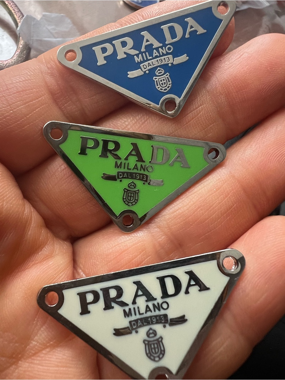 Set of 3 unbranded Triangle Logo Charm Accent -